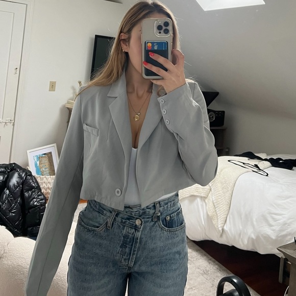 Gray Princess Polly Cropped Blazer - Picture 2 of 4